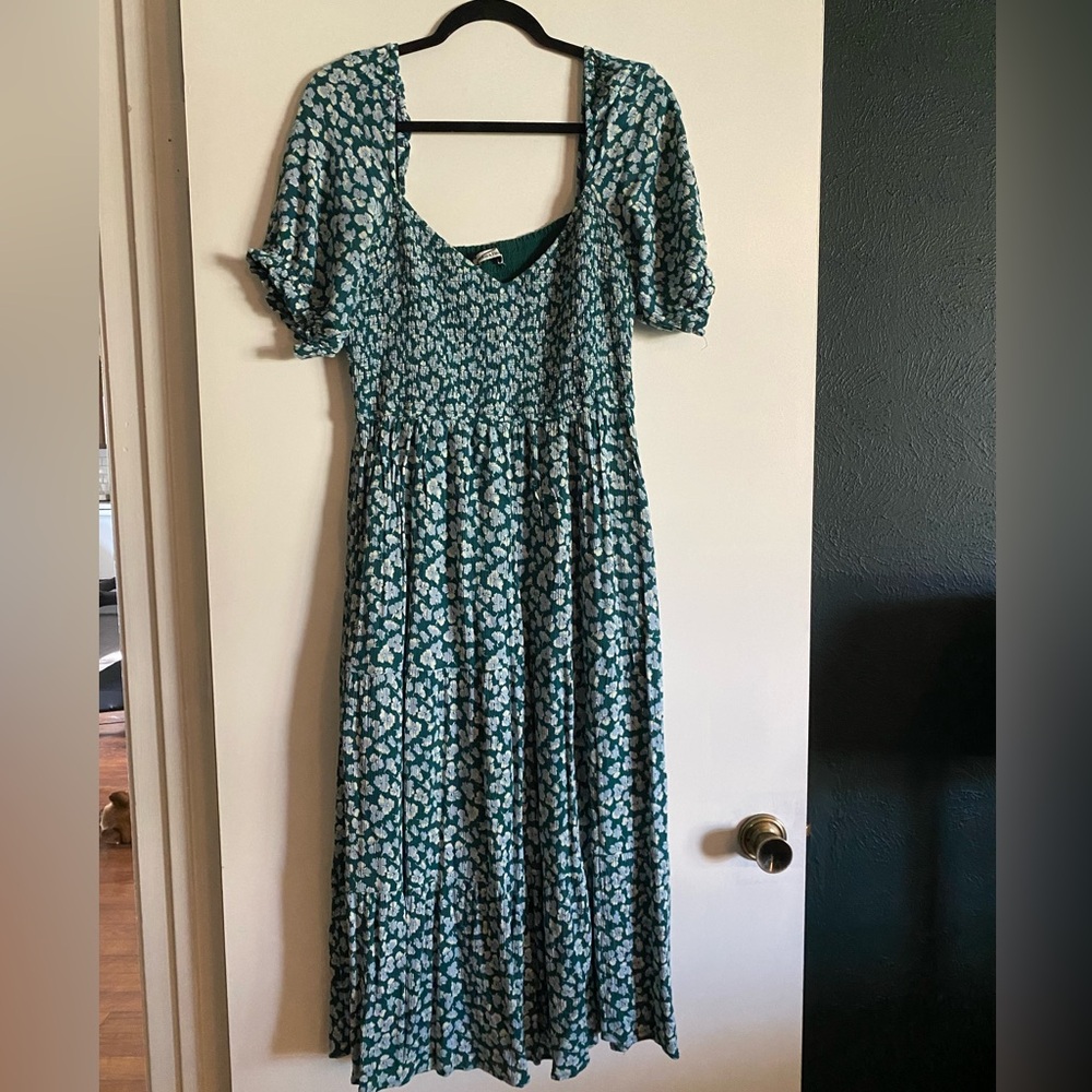 Abercrombie and Fitch Green/Blue Floral Smocked Dress